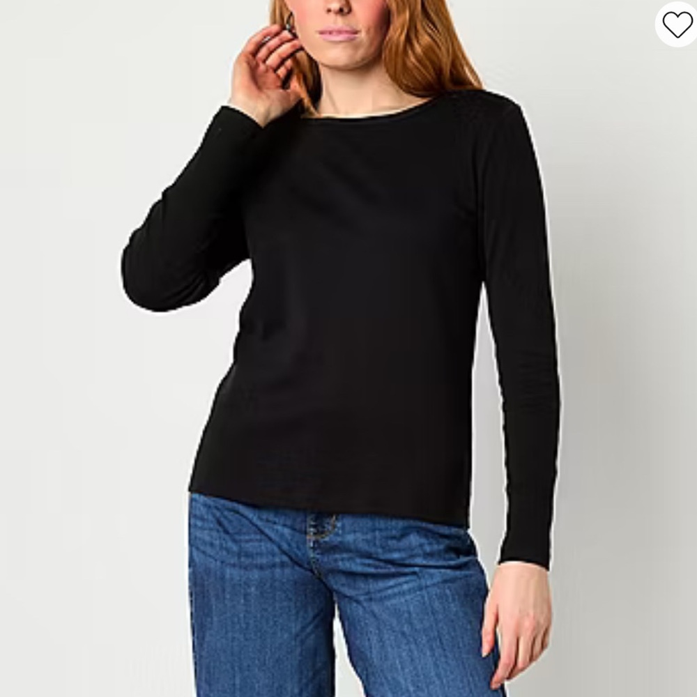 St. John's Bay Womens Crew Neck Long Sleeve T-Shirt